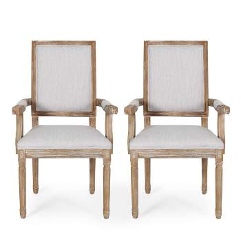 Set of 2 Maria French Country Wood Upholstered Dining Chairs - Christopher Knight Home