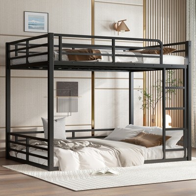 YONWAY Metal Bunk Bed with Ladder and Safety Guardrails,Space-Saving,Noise Reduced,Easy to clean for Teens and Adults