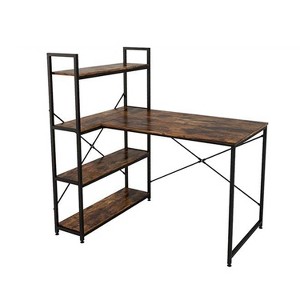 Nost & Host L Shaped Contemporary Home Office Computer Desk with Shelves - 1 of 4