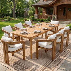 Christopher Knight Home Ama Modern 9 Piece Patio Acacia Wood