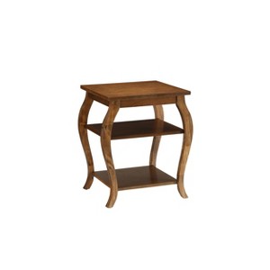 18" Becci Accent Table Walnut Finish - Acme Furniture: Square Design, Wood Veneer Top, Open Shelf Storage - 1 of 4