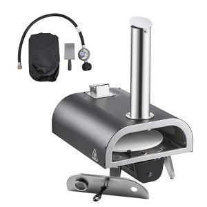 VEVOR Dual Fuel Pizza Oven Outdoor, 12 in Wood Fire & Propane Gas Pizza Oven, Pellet & Propane Pizza-Maker with Thermometer, Black - 1 of 4