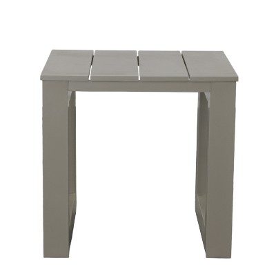 Vynxaria Patio End Tables - Modern Geometric Neutral Tones, 21.5"x21.3"x20.5" Outdoor Accent