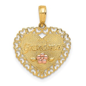 Black Bow Jewelry 14k Two Tone Gold Grandma Heart Frame Pendant, 18mm - 1 of 4