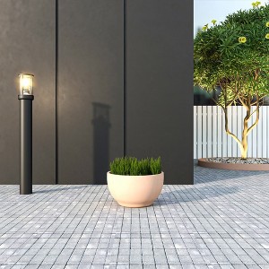 LeisureMod Grove Fiberstone Round Planter with Drainage Holes, Indoor/Outdoor, Weather-Resistant - 1 of 4