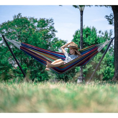 9-Foot Caribbean Rainbow Cotton Double Hammock with Stand