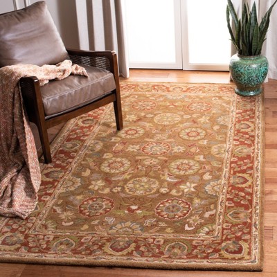 Beige and Rust Hand-Tufted Wool Area Rug, 3' x 5'