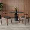 Set of 2 Mid-Century Modern Faux Leather Dining Chairs with Solid Wood Frame, Armless Chairs for Dining Room or Living Spaces-Panipeachy - 2 of 4