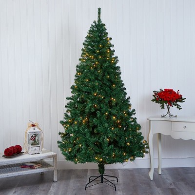 7.5-Foot Green Pine Artificial Christmas Tree with LED Lights