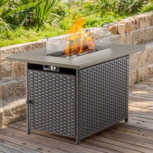Buenhomino 41 Inch Fire Pit Table, 50,000 BTU Outdoor Propane Fire Table, Outdoor Propane Fire Pit with Lid and Lava Rock for Garden, Yard, Pool Use - 1 of 4