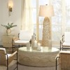 Jamie Young Co Kauai 2-Light Coastal Rattan & Linen Floor Lamp in Natural/White - 2 of 4