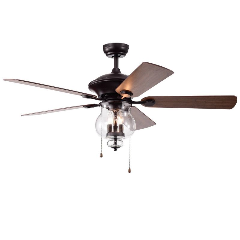 52&#34; x 52&#34; x 22&#34; 5-Blade Topher Lighted Ceiling Fan with Clear Glass Shade Brown - Warehouse Of Tiffany, 1 of 6