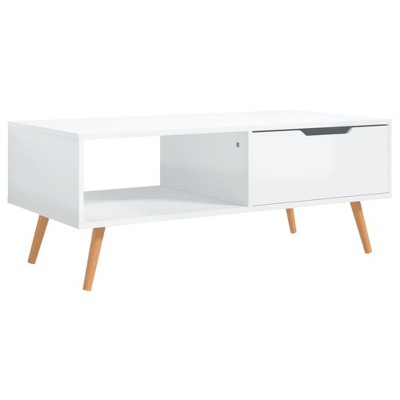 vidaXL Coffee Table in High Gloss White Finish - 39.4"x19.5"x16.9", Sturdy Engineered Wood Construction