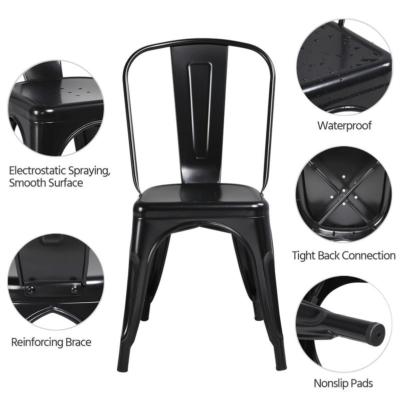 Yaheetech Pack of 4 Stackable Classic Metal Dining Chair for Indoor Outdoor, 5 of 11