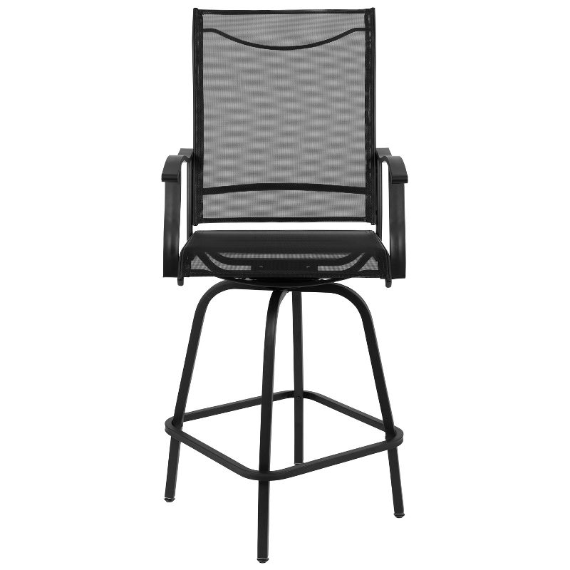 Flash Furniture Valerie Patio Bar Height Stools Set of 2, All-Weather Textilene Swivel Patio Stools and Deck Chairs with High Back & Armrests, 6 of 16