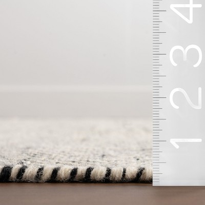 Ivory Geometric Flat Woven Wool Runner Rug