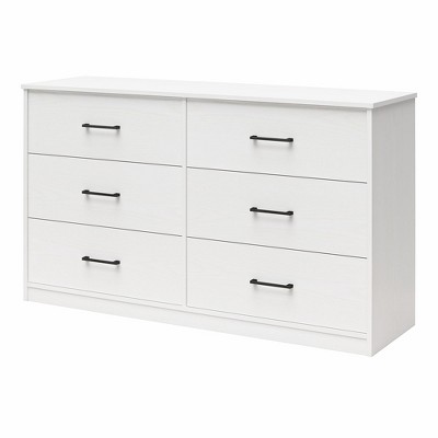 White Wide 6 Drawer Dresser with Metal Slides