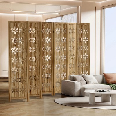 Spassway Rustic Folding Wood Room Divider Vintage Freestand Privacy Screen for Room Seperation Living Room Bedroom Office Room