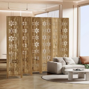 Spassway Rustic Folding Wood Room Divider Vintage Freestand Privacy Screen for Room Seperation Living Room Bedroom Office Room - 1 of 4