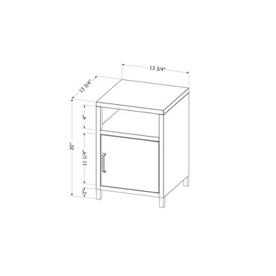 Light Blue Metal 1-Door Nightstand with Open Shelf