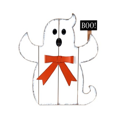 Lakeside Boo to You Wooden Halloween Ghost Statue - Holiday Lawn Ornament