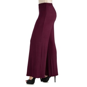 24seven Comfort Apparel Womens Comfortable Solid Color Palazzo Pants - 1 of 3