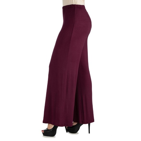 Womens Comfortable Solid Color Palazzo Pants-wine-s : Target