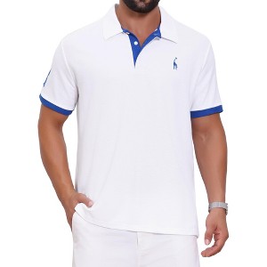 INSPIRE CHIC Men's Pattern Contrast Color Short Sleeve  Pique Polo Shirt - 1 of 4