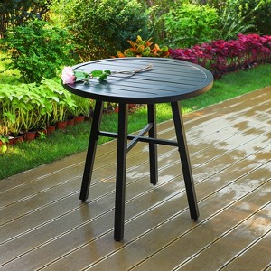 Captiva Designs 1pc Outdoor Patio Dining Steel Table with Slatt Tabletop - 1 of 4