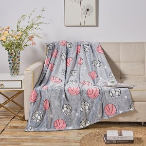 Plazatex All Star Soft & Cozy Glow in the Dark Throw Blanket Ideal for Bedroom & Living Room Decor 50"x60" Grey - 1 of 4