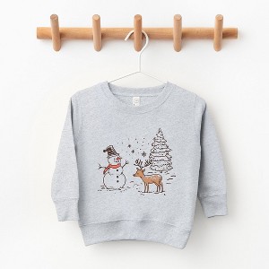 The Juniper Shop Deer Snowman Scene Youth Ultra-Soft Graphic Sweatshirt - 1 of 3