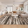 2 x 6 ft Polyester Black Grey Rectangular Hallway Entryway Bathroom Kitchen Stripped Lines Print Modern Abstract Machine Washable Runner Rug - 3 of 4