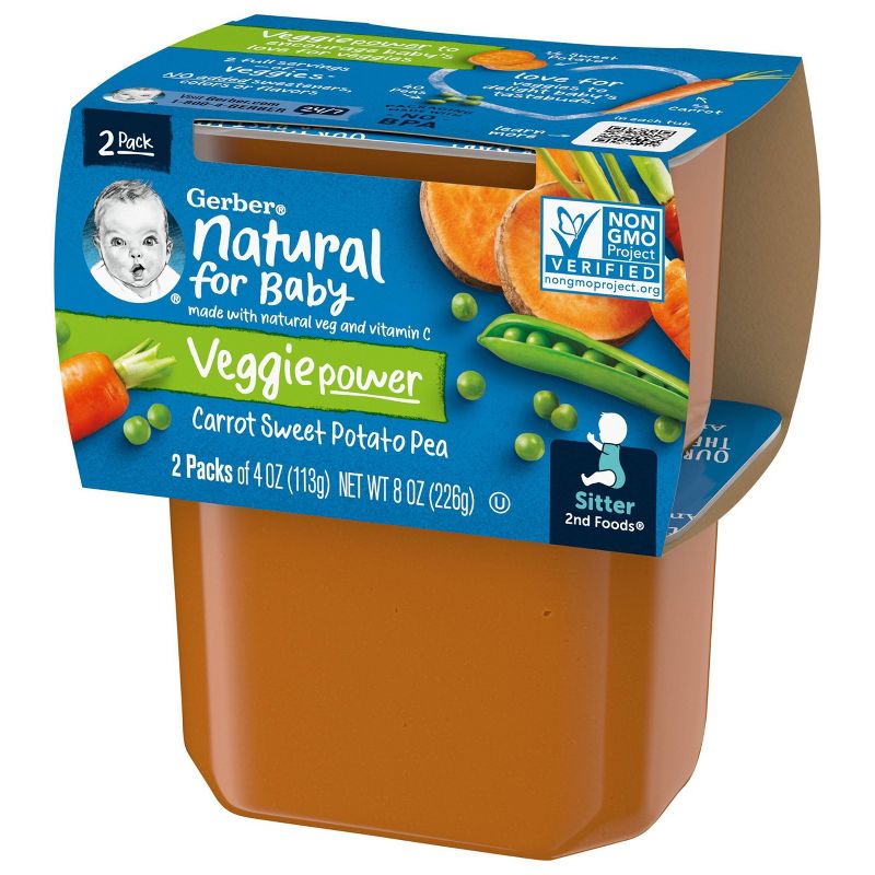 Gerber Sitter 2nd Foods Carrot Sweet Potato Pea Baby Meals - 2ct/4oz Each, 4 of 8