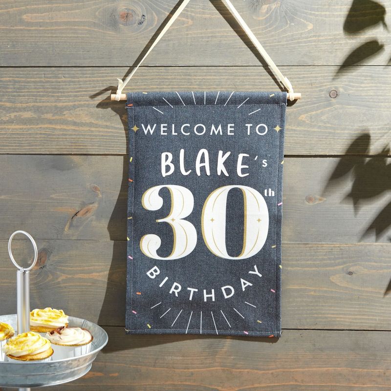 Sparkle and Bash Custom Welcome to 30th Birthday Sign with Sticker for Photo Backdrop Party Decorations, Black, 9.5 x 15.5 in, 2 of 9