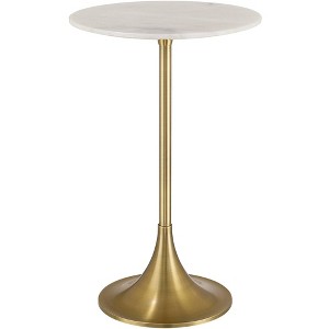 Studio 55D Studio 55 Mesita 24" End Table White Marble Top with Gold Finish Base - 1 of 4