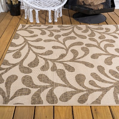 Classic Vine Pattern Brown/Beige 3' x 5' Synthetic Outdoor Rug
