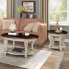 APRILSOUL 42'' oval wood coffee table for Living Room, 2-Tier Solid Wood Cocktail Table with Open Storage Shelf - 4 of 4
