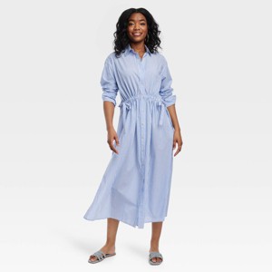 Women's Long Sleeve Cinch Waist Maxi Shirtdress - Universal Thread™ - 1 of 3