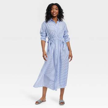 Women's Long Sleeve Denim Maxi Shirtdress - Universal Thread™ Medium Wash  14 : Target