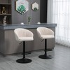 Adjustable Swivel Bar Stools Set of 2 with Linen-Touch Fabric Seat and Steel Base for Kitchen or Home Bar - 2 of 4