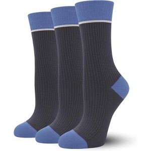 SERISIMPLE Women Viscose Bamboo Womens Crew Socks Dress Chic Colorblock Striped Design Socks 3 Pairs - 1 of 4
