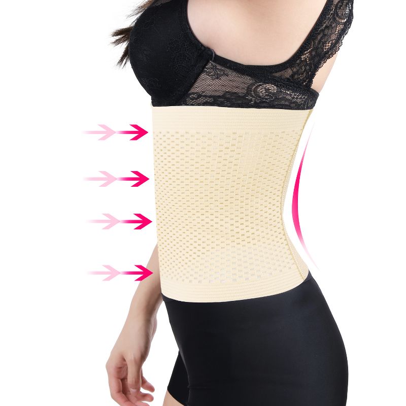 Unique Bargains Mesh Breathable Postpartum Belly Abdominal Shaping Belt Waist Wrapping Shaper Cincher Corset Shapewear Beige X-Large, 4 of 8