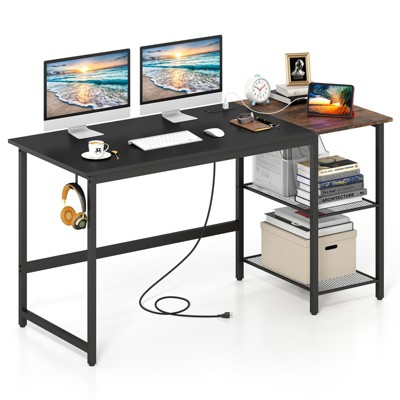 Costway 59''  Home Office Computer Desk Study Laptop Table Detachable Shelf Rustic