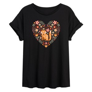 Women's - Instant Message - Fall Scandinavian Fox Oversized Graphic T-Shirt - 1 of 4