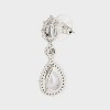 Cubic Zirconia Teardrop Stone Earrings - Silver - 3 of 3