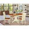 HomeStock 5-Piece Buttermilk and Cherry Finish Solid Wood Top Dining table with 4 Chairs - 2 of 4