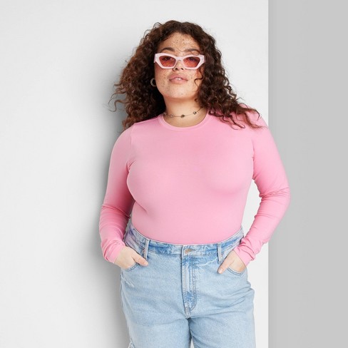 Women's Long Sleeve Seamless Shirt - Wild Fable™ Pink 3X