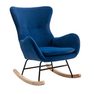 NicBex Teddy Fabric Glider Rocking Chair,Upholstered Nursery Rocking Chairs with High Backrest and Armrests,Nursing Chair for Bedroom - 1 of 4