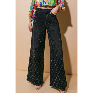 Women's Sparkle Washed Denim Trousers - FLYING TOMATO - 1 of 4