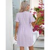 Womens Maternity Dress V Neck Lantern Sleeve Jacquard Dot Pocket Babydoll Baby Shower Dress - 2 of 4